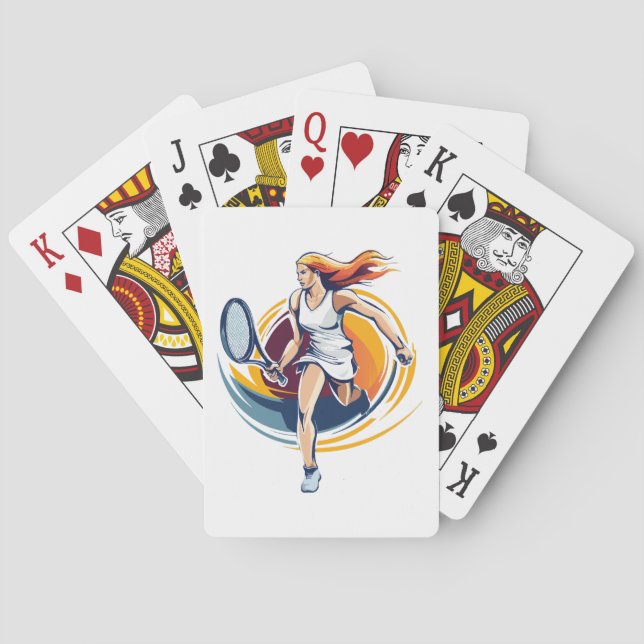 Baraja De Cartas mujer jugando tenis (Reverso)