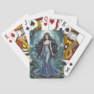 Baraja De Cartas Mujer majestuosa con vestido plateado