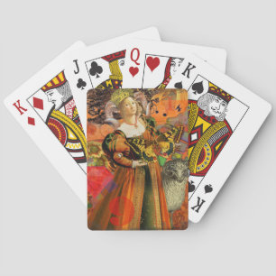 Baraja De Cartas Mujer Naranja Aries: Collage de Arte Antiguo de Ca