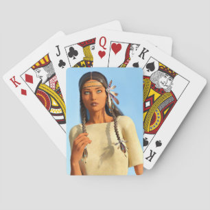 Baraja De Cartas Mujer Nativa Americana Indígena Hermosa Vestido Tr