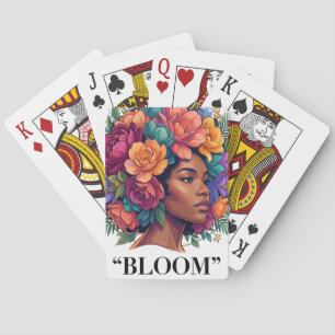 Baraja De Cartas Mujer negra floral afro inspiradora florece