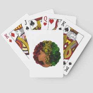 Baraja De Cartas Mujer negra rasta afro rojo amarillo verde 