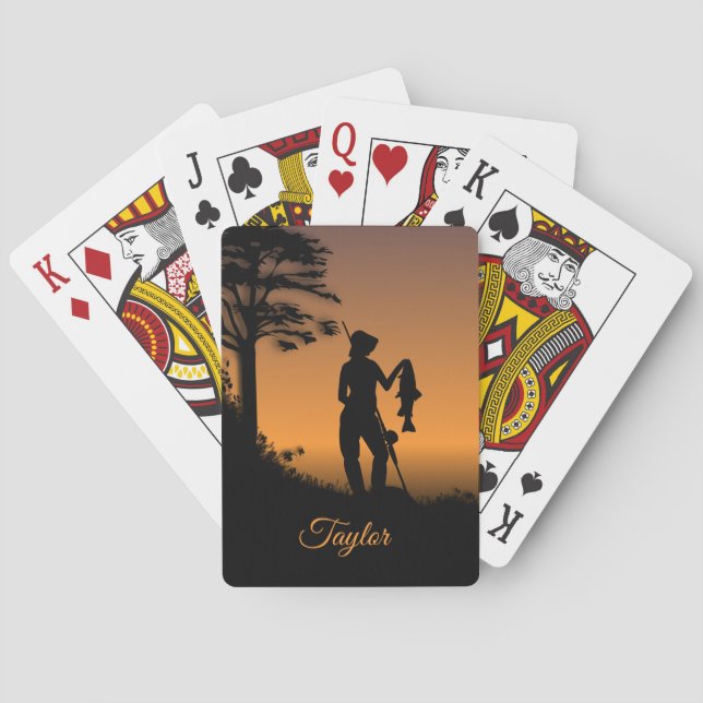 Baraja De Cartas Mujer pescadora en Dusk Personal (Reverso)