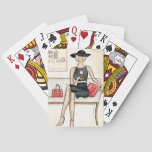 Baraja De Cartas Mujer que bebe el vino rojo