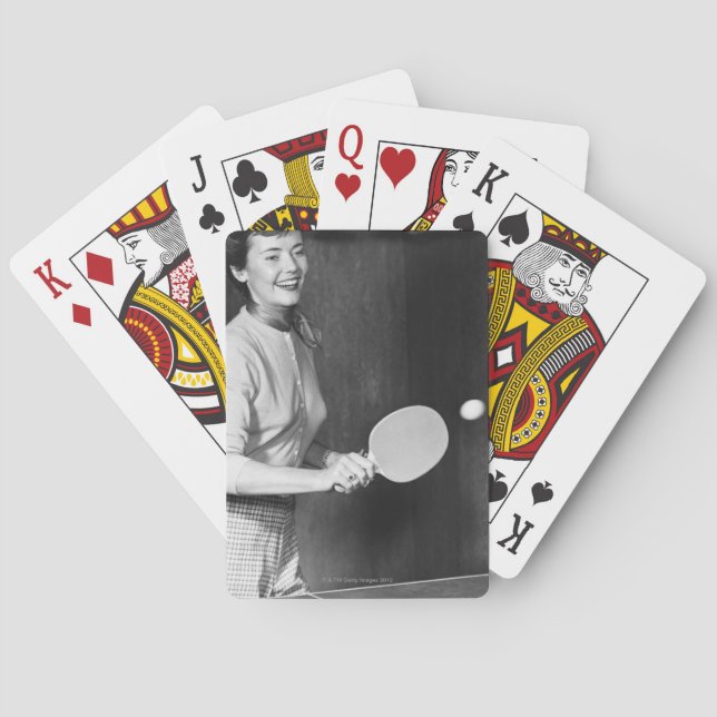 Baraja De Cartas Mujer que juega a tenis de mesa (Reverso)