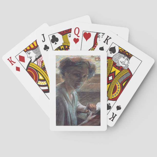 Baraja De Cartas Mujer Reading, 1909 (aceite en lona) (Reverso)