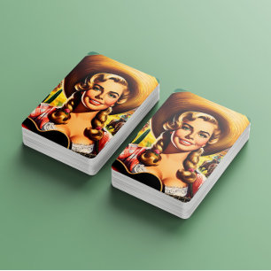 Baraja De Cartas Mujer Retro Encantadora de la Granja