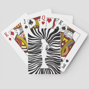 Baraja De Cartas Mujer Silueta Psicodélica en Blanco y Negro Tripp