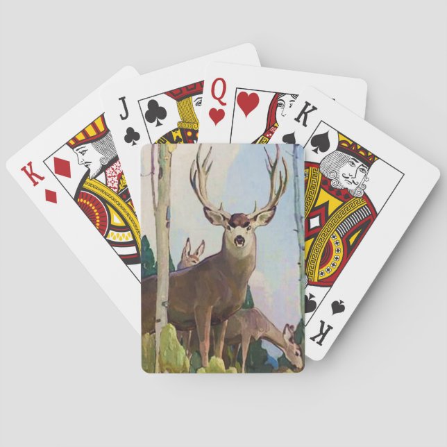 Baraja De Cartas "Mule Deer Buck and Doe" por W Herbert Dunton (Reverso)