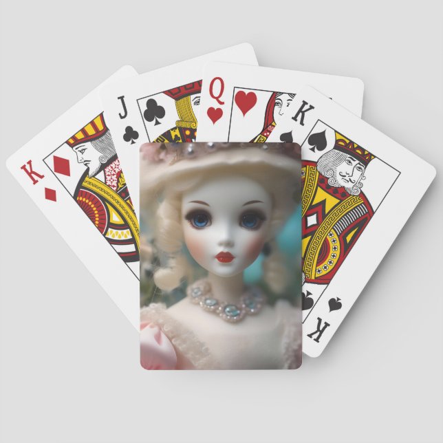 Baraja De Cartas Muñeca Vintage con ojos azules, (Reverso)