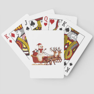 Baraja De Cartas Muñeco de nieve montando un trineo de Navidad Somb