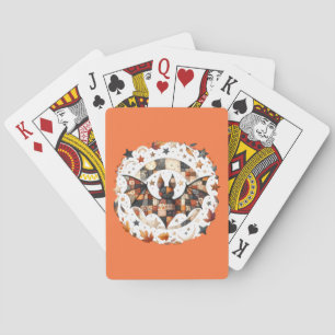 Baraja De Cartas Murciélago de Halloween en colores de otoño en pat