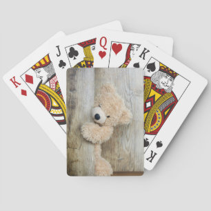 Baraja De Cartas Muro De Madera Rústica De Oso Cutáneo Con Oso