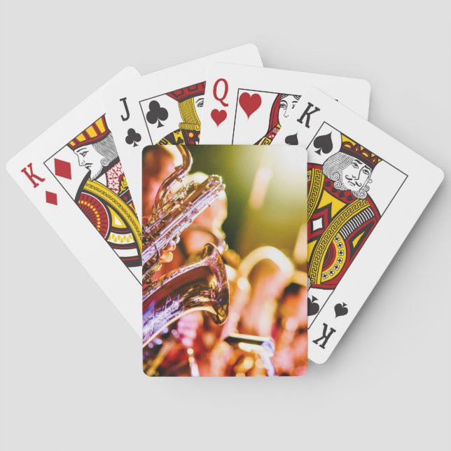 Baraja De Cartas Música temática, jugador de saxofón de cobre (Reverso)