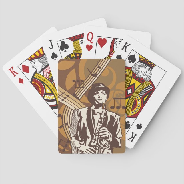 Baraja De Cartas Músico de Jazz con Saxofón (Reverso)