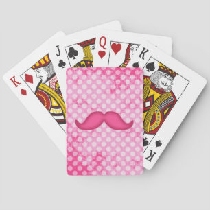 Baraja De Cartas Mustache de hipster rosado caliente y patrón de pu