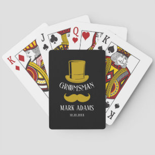 Baraja De Cartas Mustache Gentleman Groomsmen, Gorra de oro negro