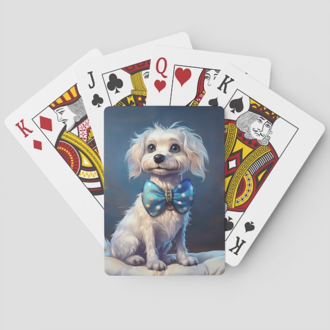 Baraja De Cartas Muy Lindo Perrito Con Corbata Azul (Reverso)