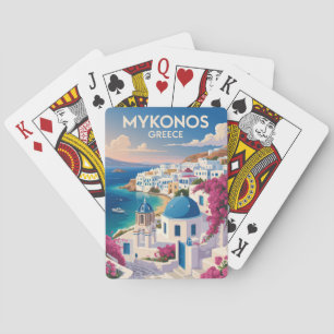 Baraja De Cartas Mykonos Grecia Costa Viaje Arte Vintage