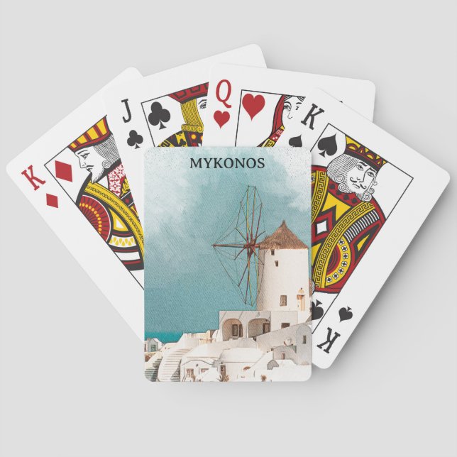 Baraja De Cartas Mykonos Grecia Molino de viento Alefkandra (Reverso)