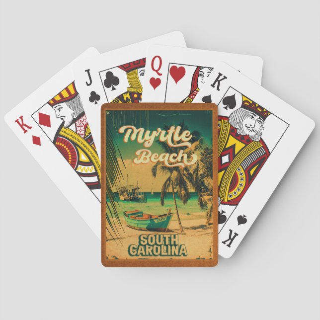 Baraja De Cartas Myrtle Beach South Carolina Retro Sunset Souvenir (Reverso)