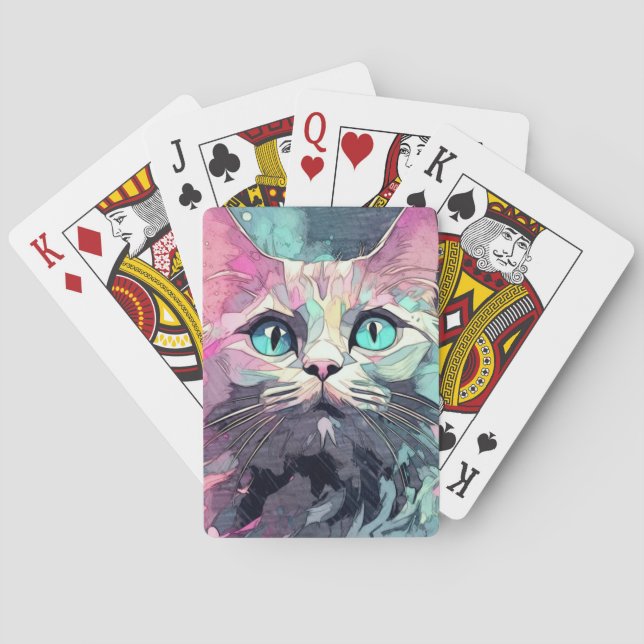 Baraja De Cartas Mystic Blue Eyes Kitten | Gato corto (Reverso)