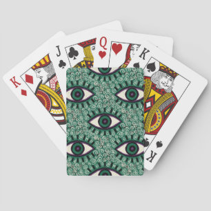 Baraja De Cartas "Mystic Emerald Eyes" - Psychedelic Swirl Seamless