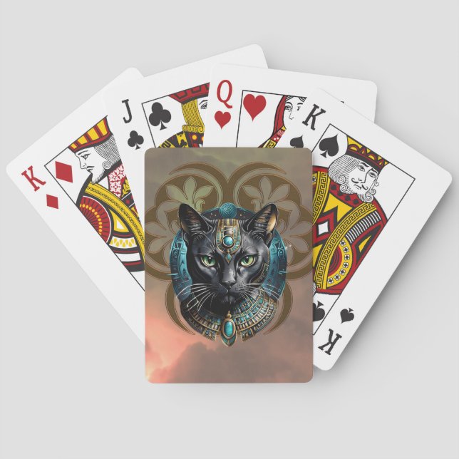 Baraja De Cartas Mystical cat of Egypt, black as night, (Reverso)