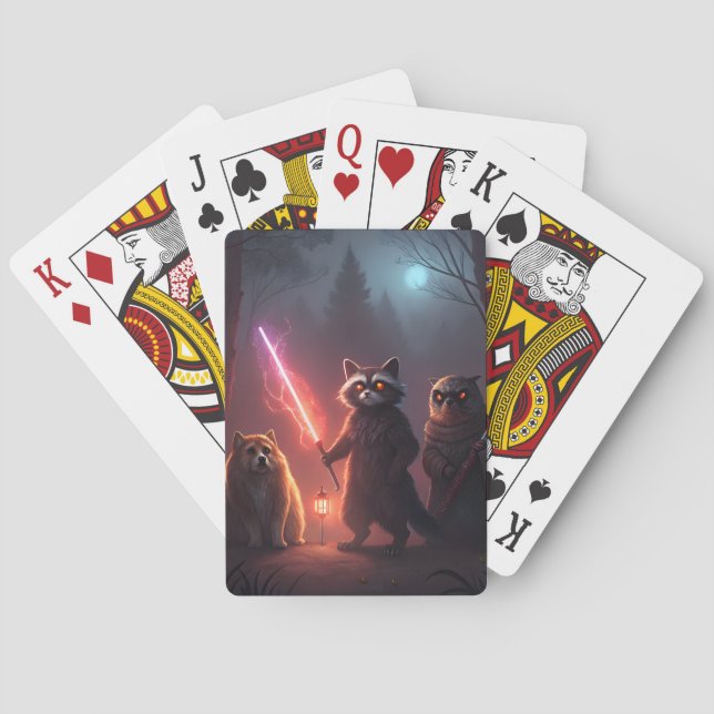 Baraja De Cartas Mystical Forest Battle Animals Art (Reverso)