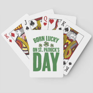 Baraja De Cartas Nacido con suerte en el cumpleaños irlandés del Dí