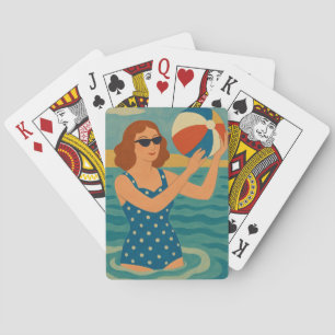 Baraja De Cartas Nadador vintage con pelota de playa