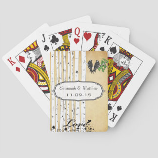 Baraja De Cartas Naipe del regalo de boda de los pájaros del amor
