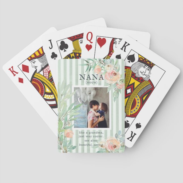Baraja De Cartas Nana | Cita y foto Hermosa Floral (Reverso)