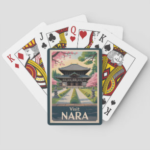 Baraja De Cartas Nara Japón Ilustración Viaje Arte Vintage