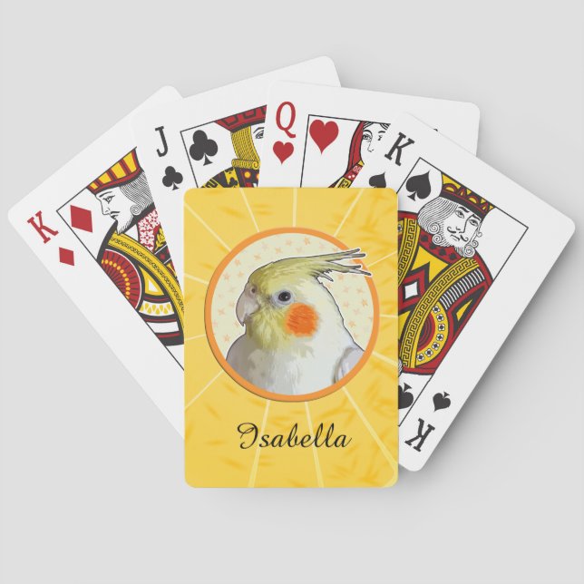 Baraja De Cartas Naranja amarillo soleado Cockatiel Circle Mascota  (Reverso)