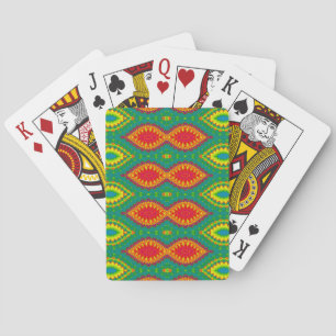Baraja De Cartas Naranja azul amarillo Diseño rojo verde ~