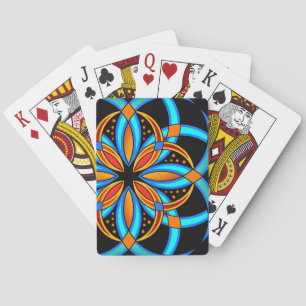 Baraja De Cartas naranja azul de arte digital mandala monogramada