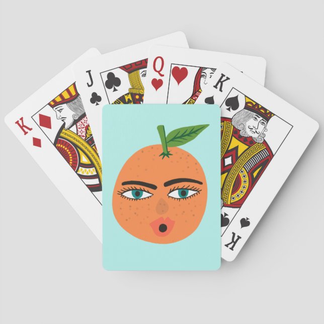 Baraja De Cartas Naranja caprichosa Funny Face PERSONALIZAR IT (Reverso)