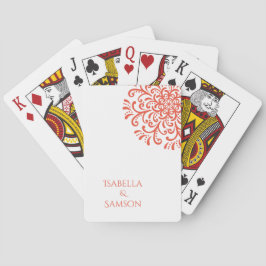 Baraja De Cartas Naranja caprichoso Boda Red Flourier