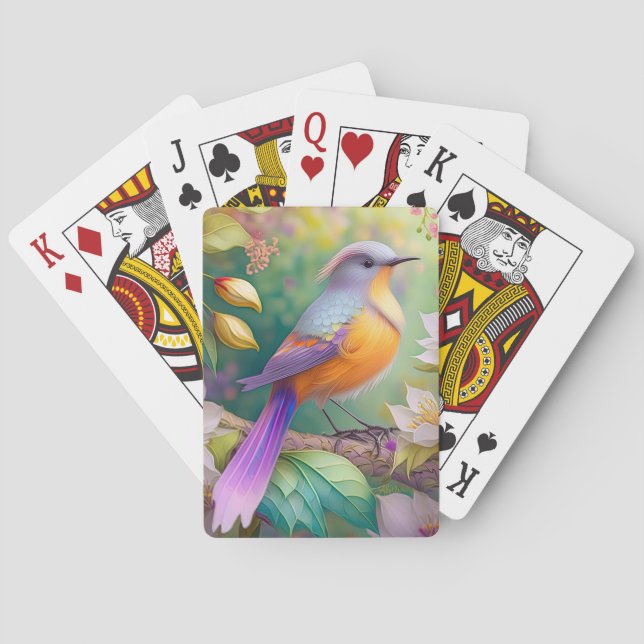 Baraja De Cartas Naranja con cabeza de lavanda Pájaro de fantasía c (Reverso)