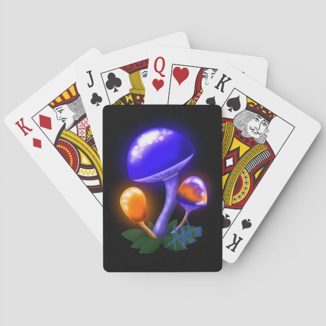 Baraja De Cartas Naranja de Dapperling Blanco imaginario y hongo az (Reverso)