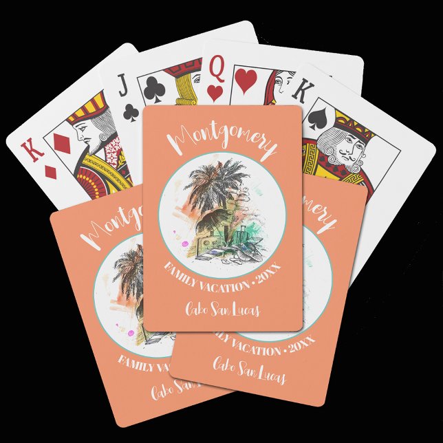 Baraja De Cartas Naranja de vacaciones en familia de verano (Summer Family Vacation Orange Playing Cards)