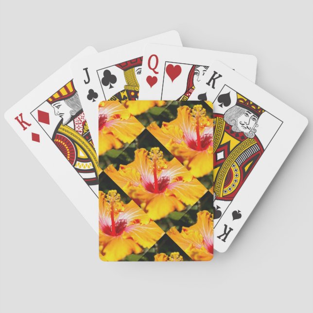 Baraja De Cartas Naranja Hibiscus Flower Side View (Reverso)