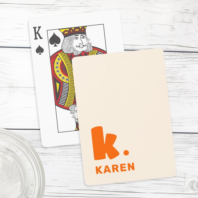 Baraja De Cartas Naranja inicial y de nombre del monograma negrita (Bold monogram initial and name orange playing cards)