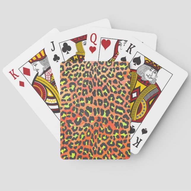 Baraja De Cartas Naranja leopardo e impresión amarilla (Reverso)