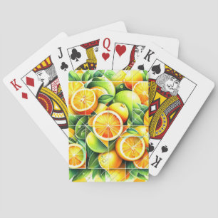 Baraja De Cartas Naranja Limón Botánico Cítrico Geométrico