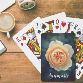 Baraja De Cartas Naranja Peachy Rosa Flor de jardín personalizado