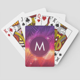 Baraja De Cartas Naranja púrpura monogramo veraniego
