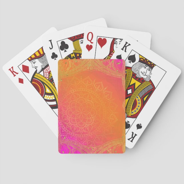 Baraja De Cartas Naranja rosa de Fuchsia y Glam de Mandala indio de (Reverso)