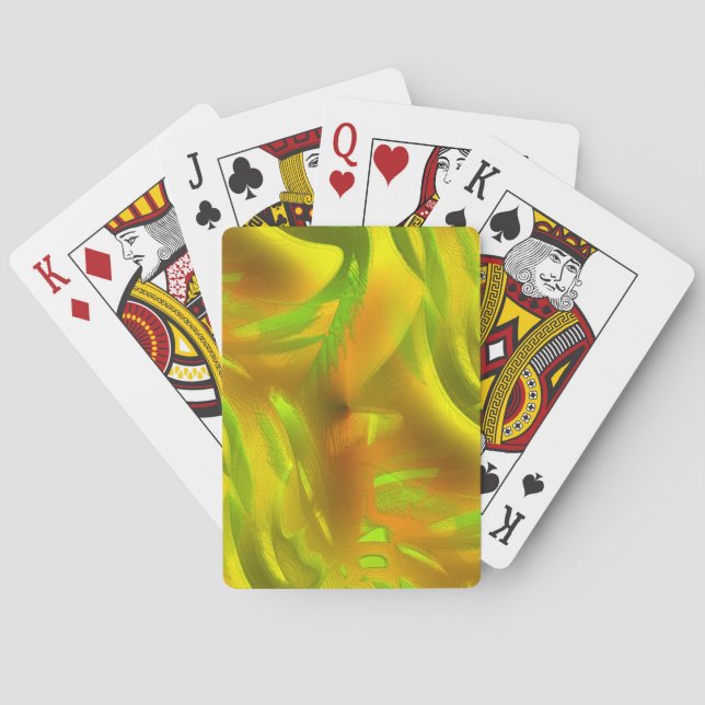 Baraja De Cartas Naranja verde digital en textura áspera amarilla (Reverso)